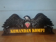 Papan Nama Meja kayu hitam ebony Motiv Burung