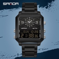 SANDA 6265 Square Dual Display Men's Watch Quartz Dual Movement 3ATM Waterproof Business Watch -3