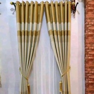Spesial Diskon Gorden Blackout Motif | Hordeng Kombinasi | Gorden Pelangi 2 Warna { Hitam silver }
