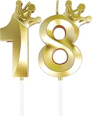 18th Birthday Candles, Birthday Candle 18 Number Candle 18 with Crown, Women Men 50th Birthday Decor