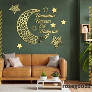 ROSEGOODS1 Wall Sticker, Arylic Ramadan Decors Mirror Stickers, Fashion Removable DIY Home Decorations Eid Mubarak Wall Decal