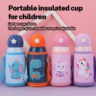 Stainless Steel Kid Bottle - 500ml Thermal Flask with Cartoon Design & Straw (BPA-Free) Tumbler Taha