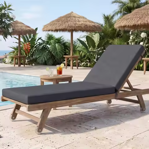 Aoxun Waterproof 72x21x3.5 Inch Chaise Lounge Cushion Set of 2 Patio Chair Replacement Pad with Remo