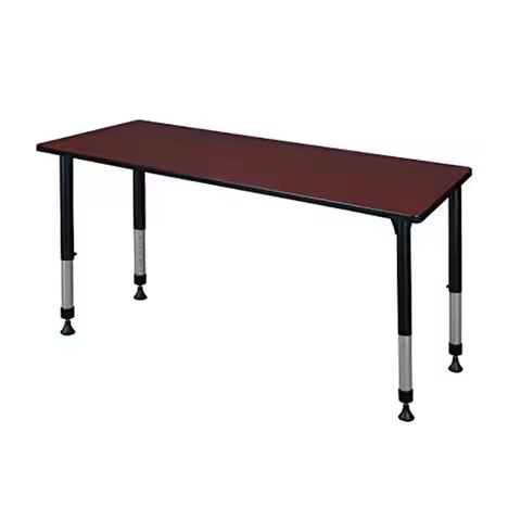 Adjustable Height Mahogany Classroom Table 72" x 24" Rounded Corners Easy Assembly Lightweight Scrat