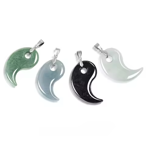 Myanmar Jadeite Magatama Pendant Necklace 925 Silver Burmese Jade Gifts for Women Stone Carved Amule
