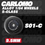 Carlomo 1/64 Hot Wheels S-Class Wheels With Rubber Tyres Brake Disc Assembly Rims Modified Parts For