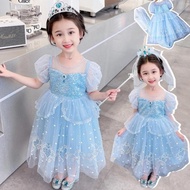DB222 }} 2-9 Years Birthday Party Ball Dress Cosplay Costume Fantasy Elsa Girl Long Dress