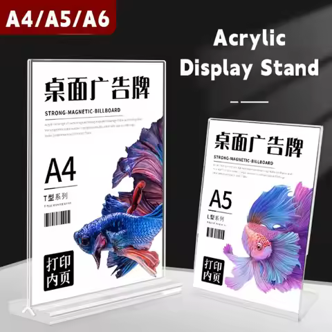 Durable A4/A5/A6 Desk Display Stand Double Side Clear Transparent Price Label Display Rack Acrylic A