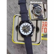 Jam tangan pria Fossil Automatic Strap Kulit Free set box Kaleng