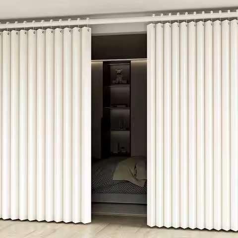 Foldable Partition Curtain Waterproof Space Divider Door Curtain 2 in 1 with Hooks for Bathroom Kitc
