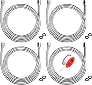 4 Pcs 79 Inches Extra Long Flexible Shower Hose Replacement Stainless Steel Handheld Shower Head Hos