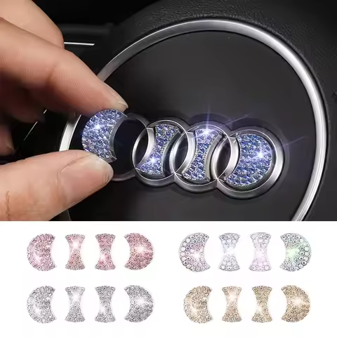 Diamond Car Steering Wheel Emblem Interior Sticker For Audi A3 A4 B7 B8 B6 A6 C6 C5 Q5 B7 B9 A1 8I 8