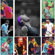 Roger Federer Rafael Nadal Famous Tennis Rivals Grand Slam Champions Vintage Poster No Frame Canvas 