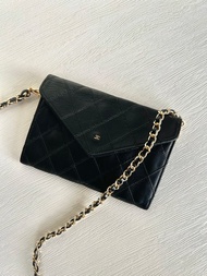 中古包 Chanel黑色信封翻蓋小包 斜背包 單肩包 側背包 二手包