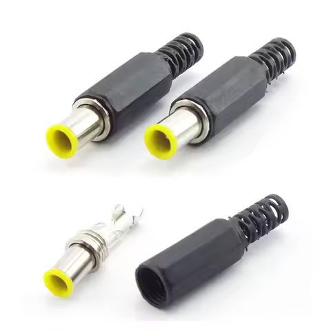 6.5mm x 4.4mm DC male Power Connector plug Adapter with 1.3mm Pin connector Power Plug Yellow 6.5 4.