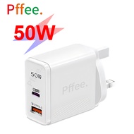 Pffee 50w USB C + QC5.0 Fast Charging Charger Type C Plug PD Adapter Travel USB Charging