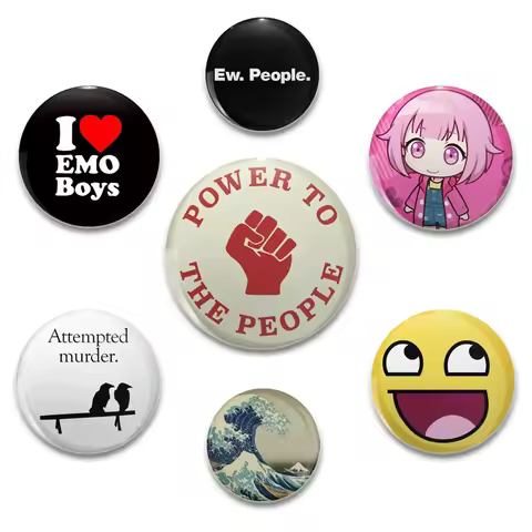 32/44/58MM Creative Tinplate Soft Button Pins Animal Icon Brooch Cute Cats Lapel Backpack Badge Acce