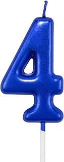 NEWCANDLE Blue Birthday Candles 4 Candle 4th Four Years Cake Bady Roman Numberal Cool Number Candle 