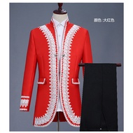 [Quick Shipping] Men's Retro Court Dress European Style Red Suit Studio Photo Stage Drama British Pe