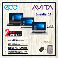Avita Laptop ESSENTIAL 14 / Intel N4020 / 4GB Ram / 128GB SSD / 14.0 FHD IPS / Intel Graphic / Win10H / 2Y Warranty