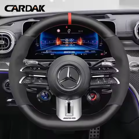 Black Suede Leather Steering Wheel Cover for Mercedes benz AMG GT A35 A45 A45S C43 CLS53 E53 E63 EQE