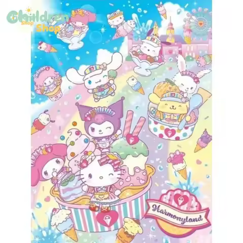 Hello Kitty, My Melody, And Kuromi Diamond Painting Set By Sanrio, Cartoon Mosaic Art, Charming Rain