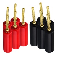 Flex Pin Banana Plugs for Speaker Wire 5 Pairs, Speaker Wire Connector Pin Plug Type, 24K Gold Plate