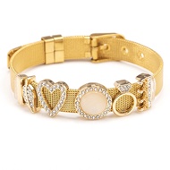 Gold Stainless Steel Watch Diy Love Heart Ring Crown Charm