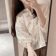 [FLORIDA]women's long-sleeved blouse with floral motif, hijab friendly