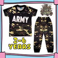 Kids Full Print ARMY Microfiber Pajamas - Random Color (2-6Y) Baju tidur budak lelaki askar kids kan