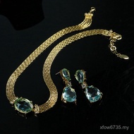 Earrings Elegant Retro Feel Water Drop Crystal Luxury Design Matching Set Necklace High-End Fresh Fr