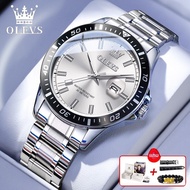 OLEVS | นาฬิกาข้อมือชาย Quartz Mechanical Authentic Black Water Ghost นาฬิกาข้อมือชาย สายหนัง นาฬิกา