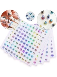 10pcs/Set 1-1000 Number Holographic Round Reflective Stickers, Nail Polish Bottle Label Stickers, DI