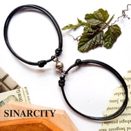 SC Gelang Magnet Tali Kulit Korea Hitam | Gelang Couple Magnet | Gelang Tali Polos Waterproof | COD 