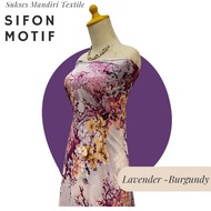 Ceruti Babydoll Chiffon Fabric in Lavender and Burgundy with Floral Pattern, Hijab Headscarf Materia