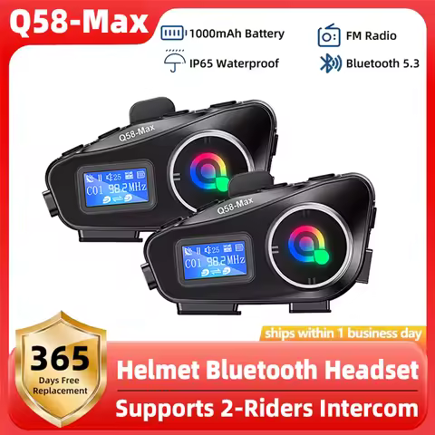 Q58 Max Motorcycle Helmet Bluetooth Intercom IP65 Waterproof Intercom Distance 500 Meters Multi-Scen
