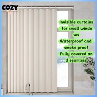Foldable invisible small curtains  waterproof shower curtain set  no-drill bathroom shower privacy c