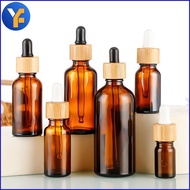 Brown essential oil dropper bottle glass sub bottle Tea colored dropper bottle bamboo cover