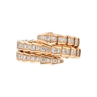 Bvlgari Rose Gold and Diamond Serpenti Viper Two-Coil Ring