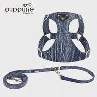 puppytie XS 三角標 水洗牛仔藍 寵物胸背帶+牽繩 | 狗狗胸背 狗牽繩 貓胸背 貓牽繩 防暴衝胸背帶