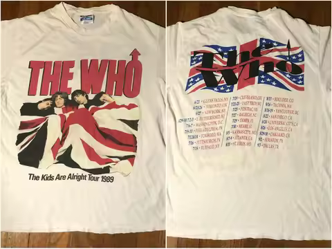 VTG 80S THE WHO CONCERT TOUR T SHIRT PUNK 1989