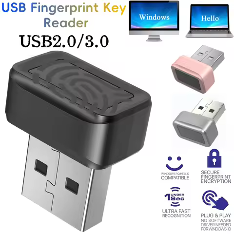 USB Fingerprint Key Reader For Windows 10 11 Hello Security Key Biometric Scanner PC Fingerprint Sen