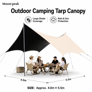 Outdoor Camping Tarp Flysheet Kanopi Khemah PU3000-6000mm Silver Coated Waterproof Sunshade 3x3m–4.5