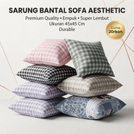 Premium Sofa Cushion Cover Only Size 45x45 Cm | Aesthetic Checkered Cushion Cover Home Decoration | 