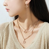 Boldchain CD Layered Rose Gold Necklace Earrings Set of 2