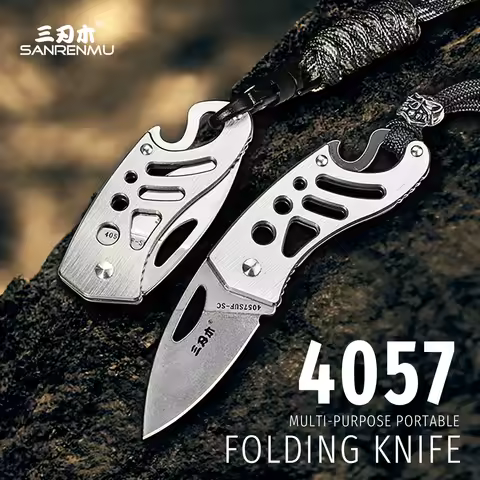 SANRENMU 4057 Outdoor Multi-Purpose Folding Knife Camping Hiking Wilderness Survival Fishing Hunting
