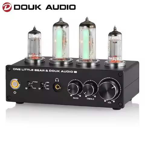 Douk Audio T9 Mini 6E2 MM/MC Phono Stage Turntable Preamp HiFi Stereo Audio Vacuum Tube Preamplifier