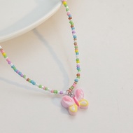 makehaveshop สร้อยคอลูกปัด รูปหน้ายิ้ม น่ารัก smile สไตล์เดียวกับลิซ่าใส่ งานทำมือ ดีไซนใหม่ แฟชั่นเ