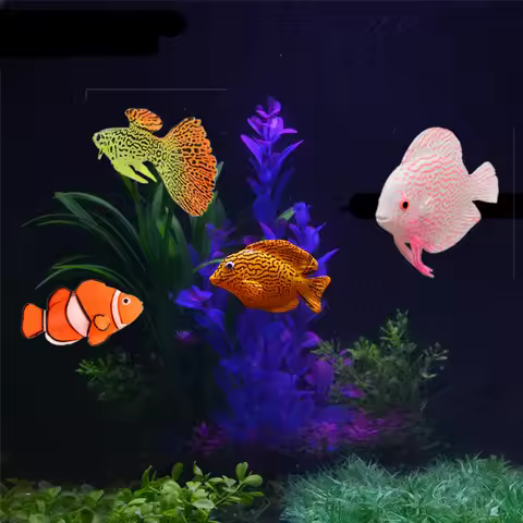 Luminous Artificial Fish Ornaments Safe Silicone Vivid Clownfish Guppy Angelfish Fish Tank Accessori