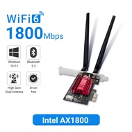 WALRAM WiFi 6 AX1800 1800Mbps Wireless PCIE Adapter Tri Band 2.4G/5.8Ghz Compatible Bluetooth5.4 Net